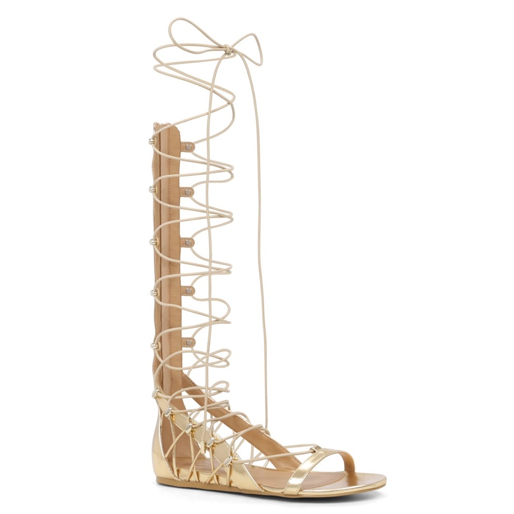 Aldo Gold Lace Up Gladiator Sandals Size 8